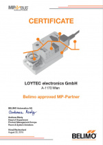 Certificate LOYTEC Belimo approved MP Bus Partner